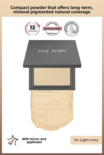 Alix Avien Compact Powder - Lasting Up to 12 Hours - Neutral Skin Lower Tone - Compact Powder 04 Light Ivory