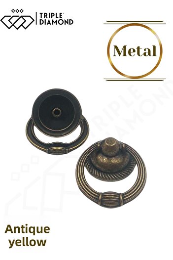 Triple Diamond Mâner cu un singur inel galben antic, buton, sertar, mânere pendulare, mobilier de bucătărie, diametru (5 buc)
