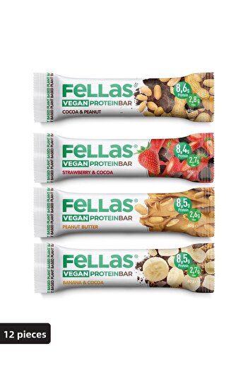 Fellas Vegan Protein Bar 40g Mixed Box 12 Pieces (4 TYPES)