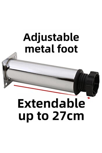 Badem10 Adjustable Furniture Sofa Plinth Armchair Metal Support Riser Leg 25cm Chrome Feet (4Pcs)