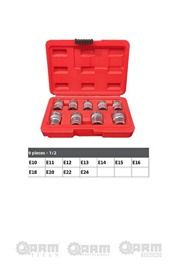ARM TİTAN 1/2 9 Piece E-Set Short Socket Set