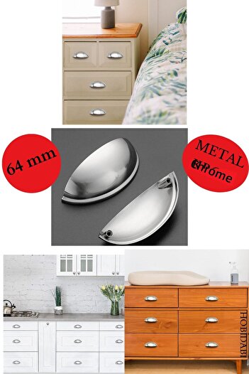 HOBİDABİ Mâner de mobilier din metal cromat 64 mm pentru dulap cu oală de midii, sertar, vestiar 1 bucată