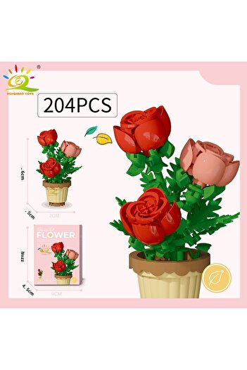 Choice with box NO.27 HUIQIBAO MOC Eternal Bouquet Micro Building Blocks Flower Model DIY Home Desk Plant D