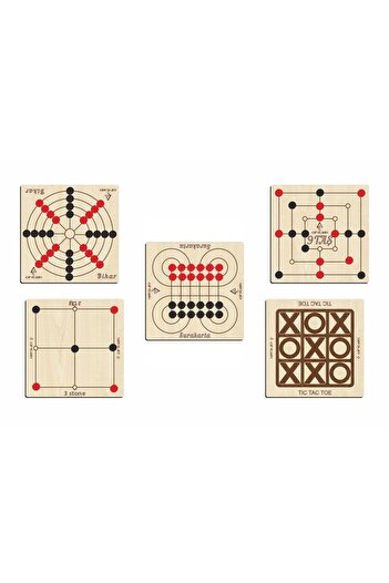 Ahtek مجموعة ألعاب مكونة من 5 قطع، لعبة خشبية Tıc-tac-toe، 3 أحجار، 9 أحجار، Bihar وSurakarta العقل والذكاء والاستراتيجية
