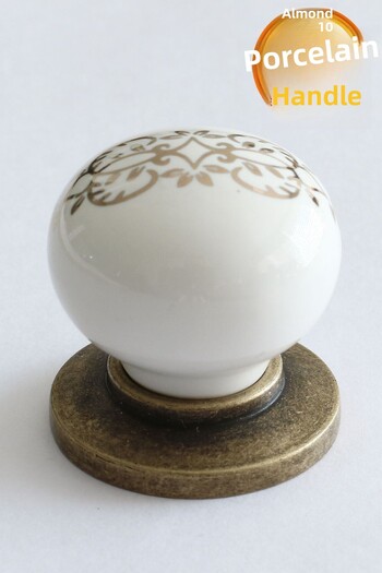 Badem10 Porcelain Premium Button Antique - Antique Yellow Furniture with Handle, Kitchen Drawer Cabinet Cabinet