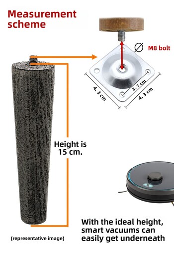 GLASWEN 4 bucăți picioare din lemn 15 cm albastru deschis cu dispozitive de fixare cu șuruburi M8 pentru mobilier picior de susținere a canapelei