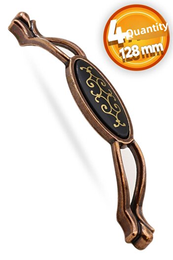 Badem10 Erdem 128 mm cupru antic antic - 4 bucăți mânere pentru dulapuri pentru sertar de bucătărie