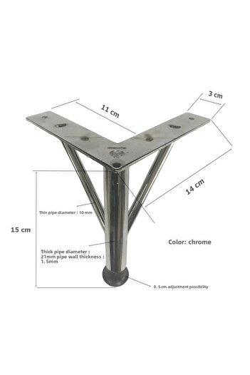 EYM 4 Pieces Hairpin Legs Metal 15 Cm Chrome Furniture Sofa Leg