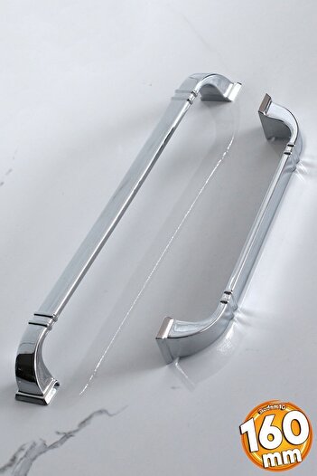 Badem10 Mâner de culoare cromată Roma, 160 mm, mobilier din metal, sertar de bucătărie, mâner pentru ușă dulapului, mâner pentru dulap