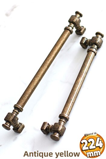 Badem10 Talas Tumbled Antique Yellow Flat Metal 224 Mm 22.4 Cm Furniture Kitchen Drawer Cabinet Handle Pulls Handles