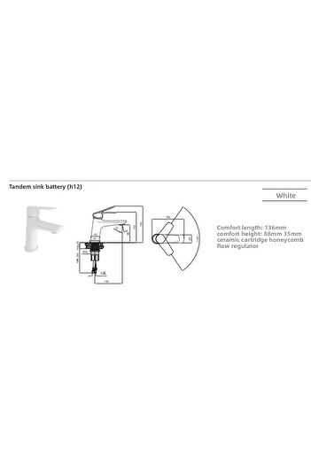 KALE Tandem Sink Faucet (H12) white