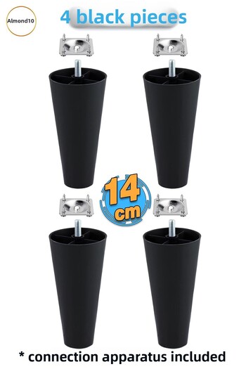 Badem10 4 buc șuruburi (M8 DENT subțire) 14 cm (NEGRU) Mobilier din plastic Fotoliu Canapea Picior Picioare Include aparate