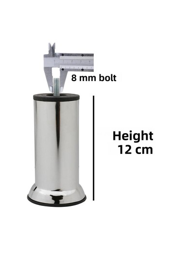 Badem10 Metal Chrome (12cm) Plinth Armchair Sofa Furniture Bed Sofa Bed Leg Fine Thread M8 Metric Feet 20 Pcs