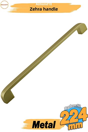 Badem10 Zehra (224 mm - 22,4 cm) Mobilier din metal auriu mat Sertar de bucătărie Dulap dulap Mâner Mâner