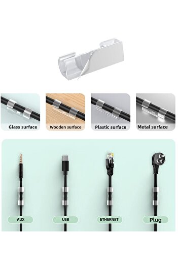 Dream Plus 20-Piece Adhesive Cable Fixator Transparent Clip