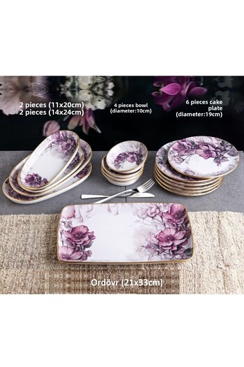 Pinkev 15 Pieces Ceramic Breakfast Breakfast Cake Plate Set for 6 People