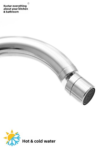 KUSTAR Chrome Mix - Kitchen Sink Faucet with Swan Spout and Movable Sprayer