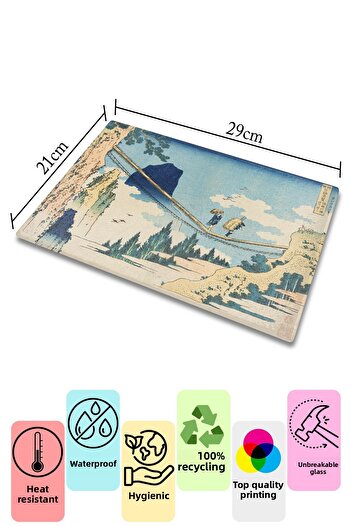 Postifull Cutting Board, Printed on Thick and Unbreakable Glass - Hokusai Artwork Printed - 21*30cm, Chopping Board