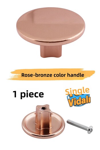 Badem10 Single Screw Flat Luxury Rose Button Metal Handle Drawer Furniture Kitchen Cabinet Cupboard Handle Handles