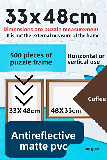 CreaWitch Puzzle Frame - 33X48 cm 500 Pieces Color Black Brown Gold White Transparent Pvc