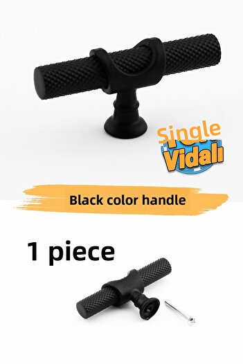 Badem10 Single Screw Serrated Matte Black Button Metal Handle Drawer Furniture Kitchen Cabinet Cupboard Handle Handles