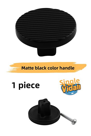 Badem10 Single Screw Striped Luxury Matte Black Button Metal Handle Drawer Furniture Kitchen Cabinet Cupboard Handle Handles