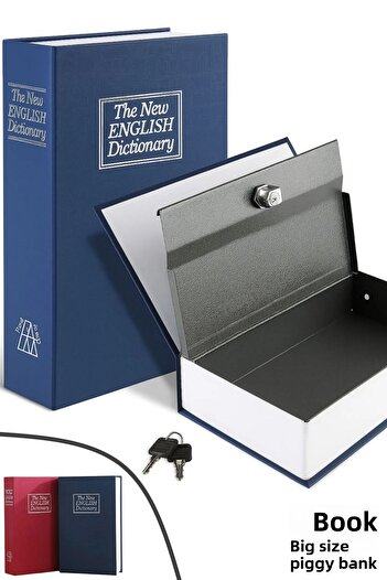 Tilbe Home Large Size Book-Shaped Hidden Safe Box with Key Money Gold Storage Decorative Piggy Bank with Burglar Lock