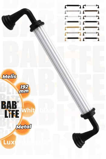 bablife Melis 192mm Alb Negru Metal Sertar de lux Mânere de mobilier pentru dulap cu toate opțiunile de culoare