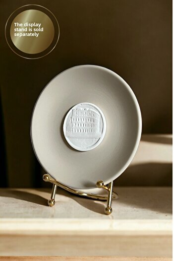 HOME DEKORİSTA Decorative Plate, Decorative Object, Gold Color Plate, White Decorative Object, Home Decorista