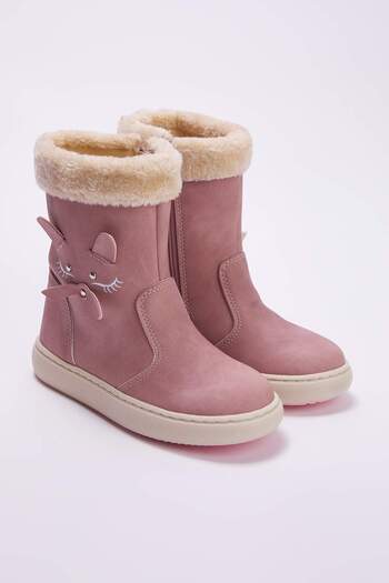 TRENDYOL SHOES Μεγάλες παιδικές μπότες για κορίτσια με ροζ επίπεδη σόλα 
 TAKAW26BO00008 ΤΑΚΑΒ26BO00008