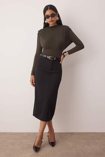 Trendyol Collection Khaki Stand Collar Long Padded Bottom Snap Fastener Knitted Sandy Stylish/Night Body Tpraw23Bd00048