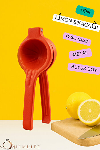 hemlife Metal Rustproof Lemon and Citrus Juicer Squeezer with Special Design Pattern Lemon Orange Juicer Red