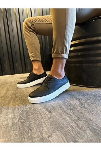 Knack Casual Shoe 077 Μαύρο (Λευκή σόλα)