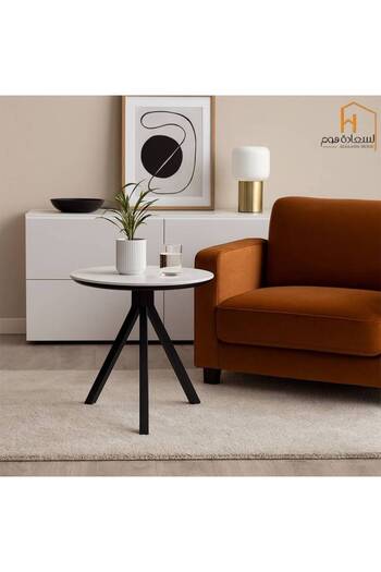 Al Saada Home Single Service Table Ceramic - White - 70*70*75