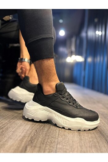 Knack High Sole Casual Shoes N75 Black (White Sole)