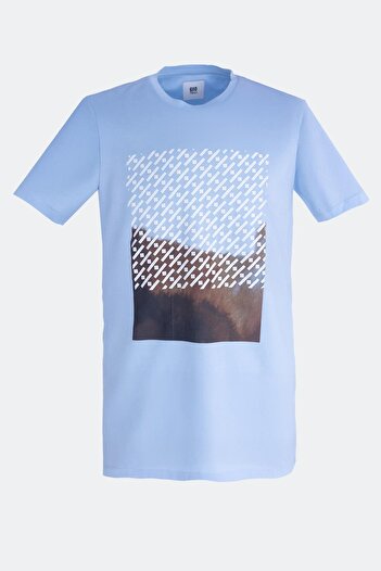 Sabri Özel Printed Crew Neck Men's T-Shirt Light Blue