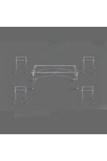 Al Saada Home Rectangular Coffee Table Set 5 Pieces Acrylic