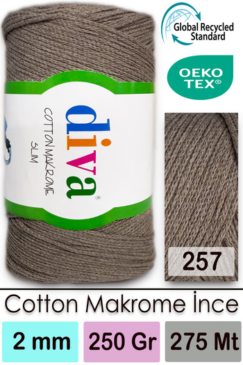 Diva İplik Diva Cotton Macrame Thin 257 Mink