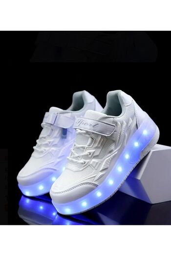 3b kids Light up Roller Skate Shoes White Sneakers Boys Kids Girls Children Roller Skate Shoes