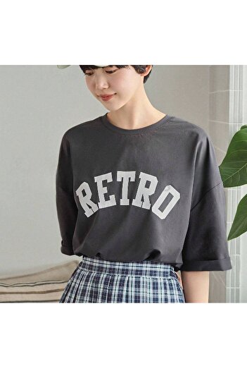CLAYES Retro T-Shirt - Smoked Printed Oversize Crew Neck Short Sleeve T-Shirt
