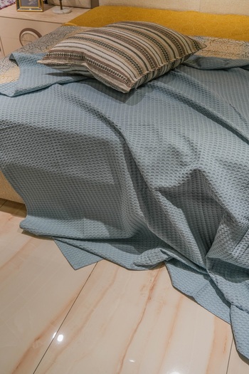 Muteks Premium 100% Cotton Single Pike - Bedspread, Anti-Sweat Fabric, PETROL BLUE, (160x240cm)