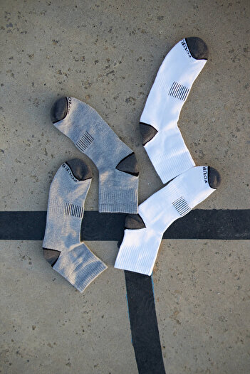 FOURSOLOS Men's Short Socks Towel Sole Anthracite Heel and Toe White - Gray Set of 6