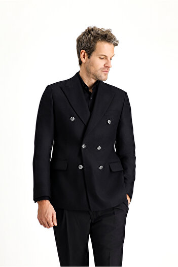 Kiğılı Slim Fit Slim Fit μοτίβο διπλό παλτό