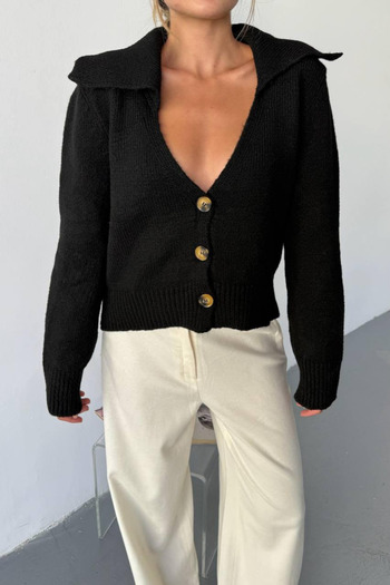 İLKCET MODA Shawl Collar Women's 3 Button Knitwear Cardigan