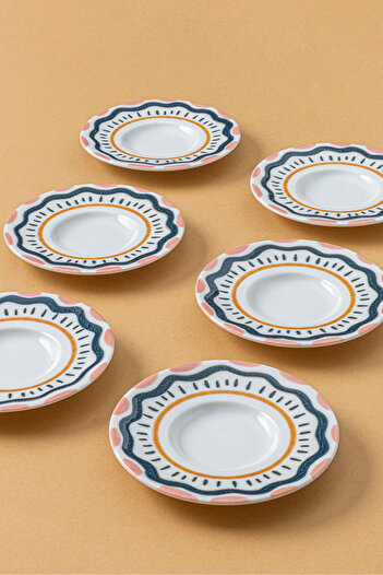 RUBİ PORSELEN Porcelain Patterned Tea Plate Set of 6
