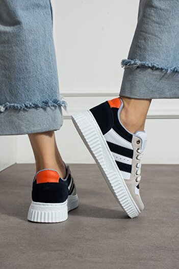 L.A Polo Beyaz Lacivert Günlük Kadın Sneaker