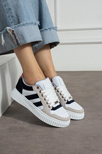 L.A Polo Beyaz Lacivert Günlük Kadın Sneaker