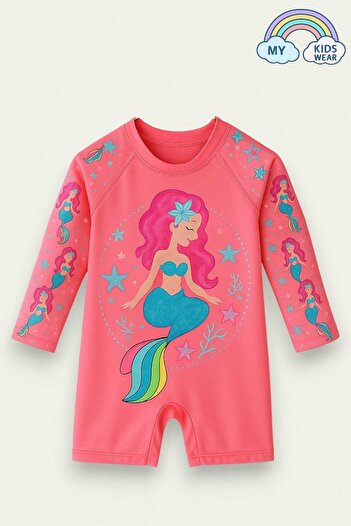 My Kids Wear Girls' Long Sleeve and Zippered Swimsuit 2 -10 Years 11903