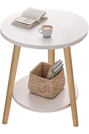 Solerconm Set of 3 Round 2-Tier Coffee Tables, Living Room Side Tables