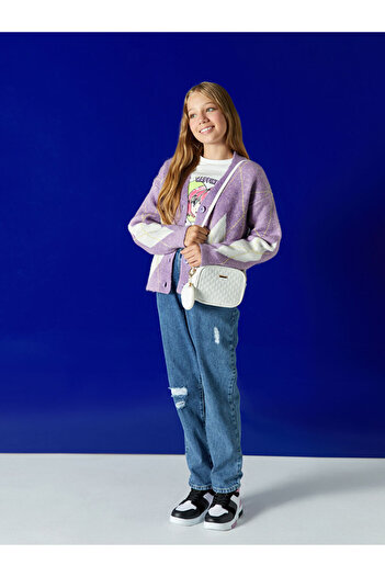 LC Waikiki Elastic Waist Ripped Detailed Girl's Jean Trousers